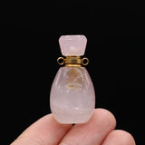 Vintage Rose Quartz Perfume Bottle Pendant Charms for Necklace Making