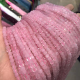 4mm Rose Quartz Square Beads Faceted DIY Bracelet Necklace Jewelry Making