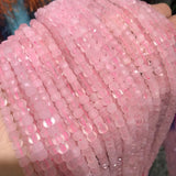 4mm Rose Quartz Square Beads Faceted DIY Bracelet Necklace Jewelry Making