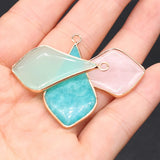 Rose Quartz Pendant Petal Shape Charms for Jewelry Making 24x55mm