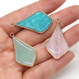 Rose Quartz Pendant Petal Shape Charms for Jewelry Making 24x55mm