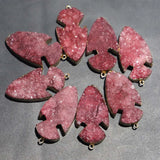 Rose Red Crystal Teeth Cluster Arrow Necklaces Pendants 4Pcs