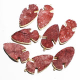 Rose Red Crystal Teeth Cluster Arrow Necklaces Pendants 4Pcs