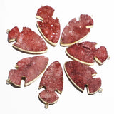 Rose Red Crystal Teeth Cluster Arrow Necklaces Pendants 4Pcs