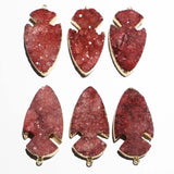 Rose Red Crystal Teeth Cluster Arrow Necklaces Pendants 4Pcs