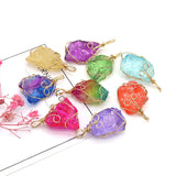 Natural Stone Rough Pendants Quartz Copper Wire Charms for DIY Jewelry