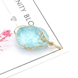 Natural Stone Rough Pendants Quartz Copper Wire Charms for DIY Jewelry