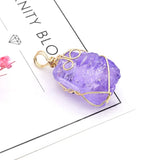 Natural Stone Rough Pendants Quartz Copper Wire Charms for DIY Jewelry