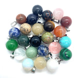 Pink Crystal Golden Sandstone Round Bead Pendant 14x18mm