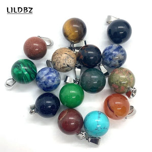 Pink Crystal Golden Sandstone Round Bead Pendant 14x18mm
