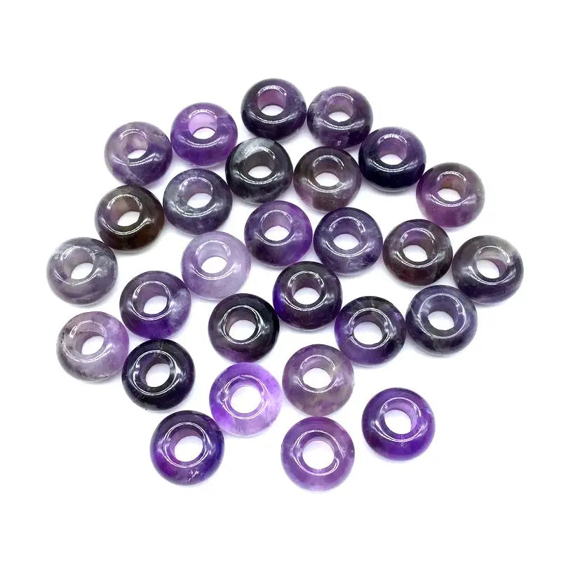 Purple Crystal Stone Beads 14mm Donut European Style Big Hole Beads