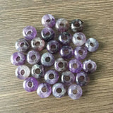 Purple Crystal Stone Beads 14mm Donut European Style Big Hole Beads