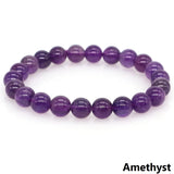 Natural Stone Round Beads Bracelet Amethyst Rose Quartz Chakra Healing Crystal
