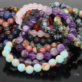 Natural Stone Round Beads Bracelet Amethyst Rose Quartz Chakra Healing Crystal