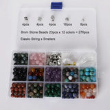 Natural Stone DIY Beads Kit with Buddha Skull Beads & Elastic String Cord