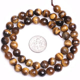 Round Faceted Tiger Eye Beads 15 inch Strand for Jewelry Making