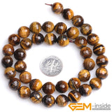 Round Faceted Tiger Eye Beads 15 inch Strand for Jewelry Making