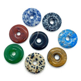 Natural Stone Round Large Hole Crystal Agate Quartz Stone Donut Pendant