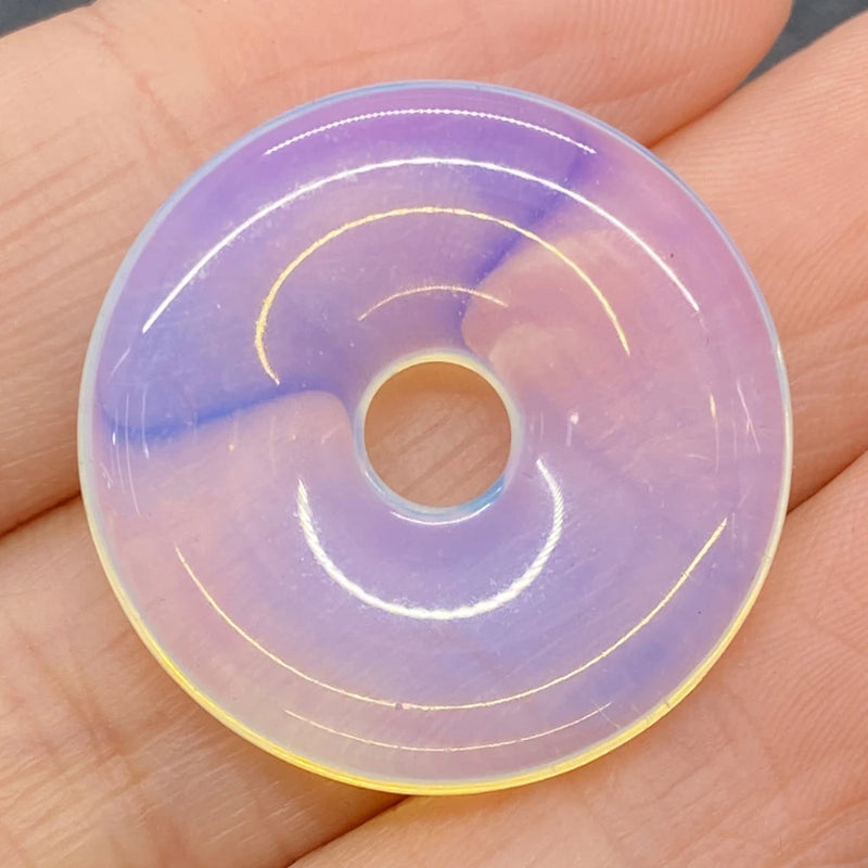 Natural Stone Round Large Hole Crystal Agate Quartz Stone Donut Pendant