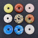 Natural Stone Round Large Hole Crystal Agate Quartz Stone Donut Pendant