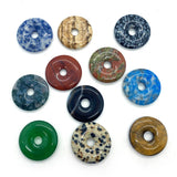 Natural Stone Round Large Hole Crystal Agate Quartz Stone Donut Pendant