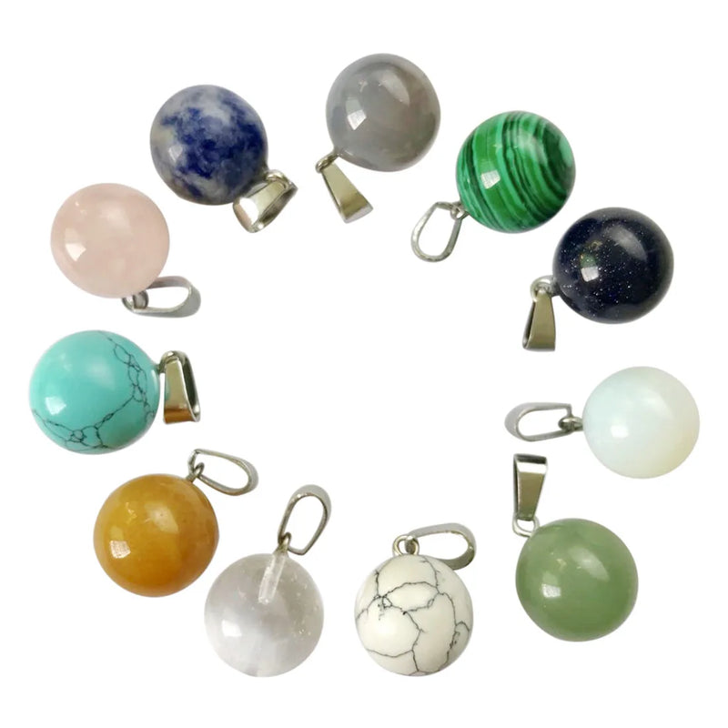 Crystal Quartz Ball Pendant Charm 25pcs Lot for DIY Jewelry Making