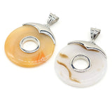 Natural Stone Round Pendant Agates Charms for DIY Jewelry Necklace 45x45mm