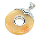 Natural Stone Round Pendant Agates Charms for DIY Jewelry Necklace 45x45mm