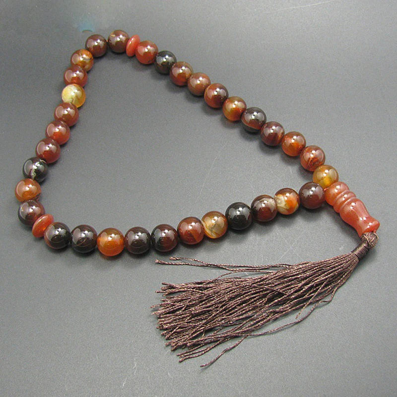 12mm Stone 33 Beads Muslim Tasbih Allah Rosary Bracelet with Tassel