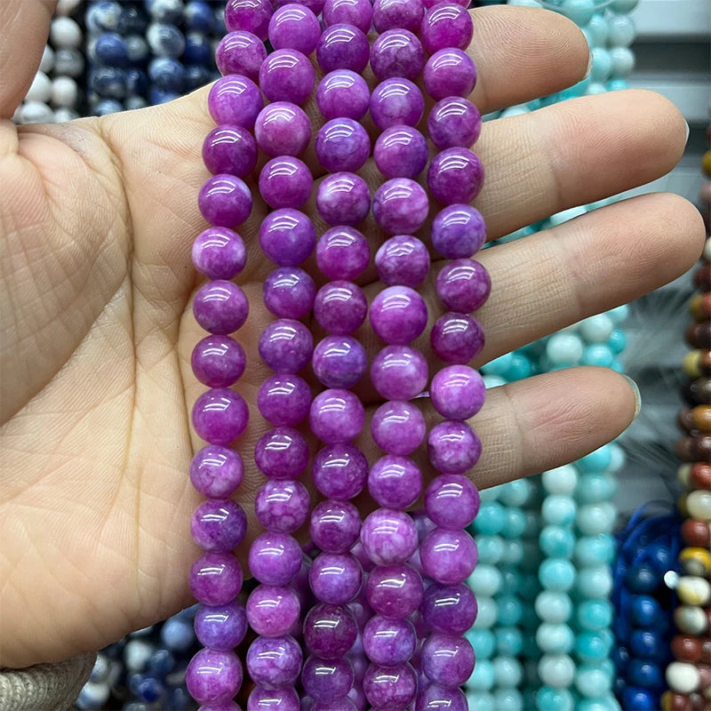 Purple Chalcedony Stone Spacer Beads for Jewelry Making