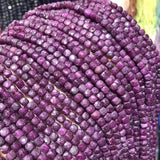 Natural Stone Ruby Faceted Cube Beads 14''