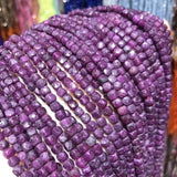 Natural Stone Ruby Faceted Cube Beads 14''