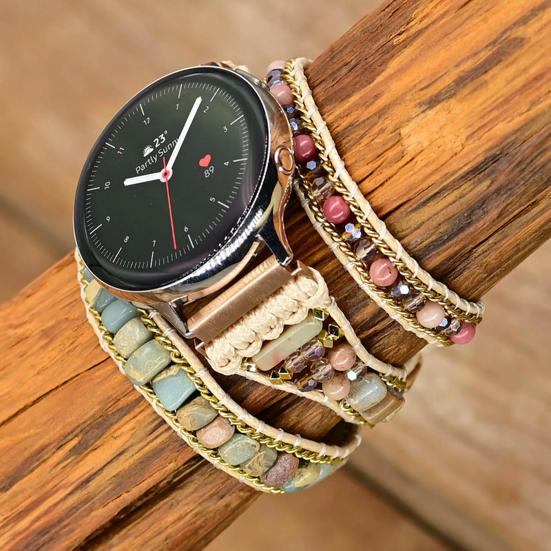 Natural Stone Watch Band BOHO 3 Layers Vegan Strap