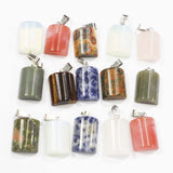 Natural Stone Semi Cylindrical Pendants Agate Necklaces 30Pcs