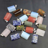 Natural Stone Semi Cylindrical Pendants Agate Necklaces 30Pcs