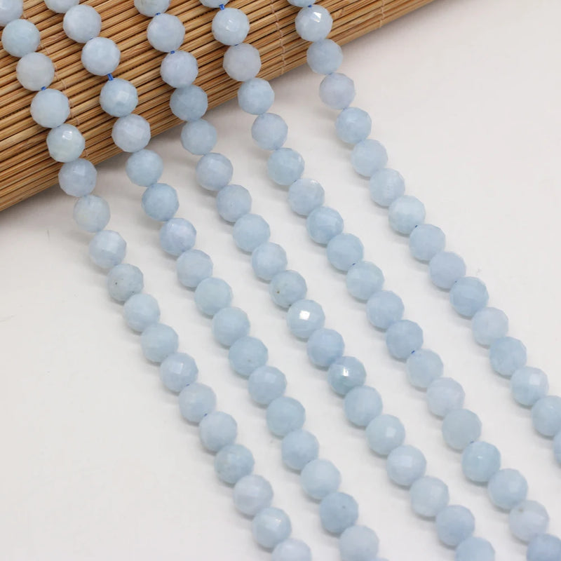 Sapphire Round Faceted Beads 8mm Natural Stone Semi-precious for DIY Necklace