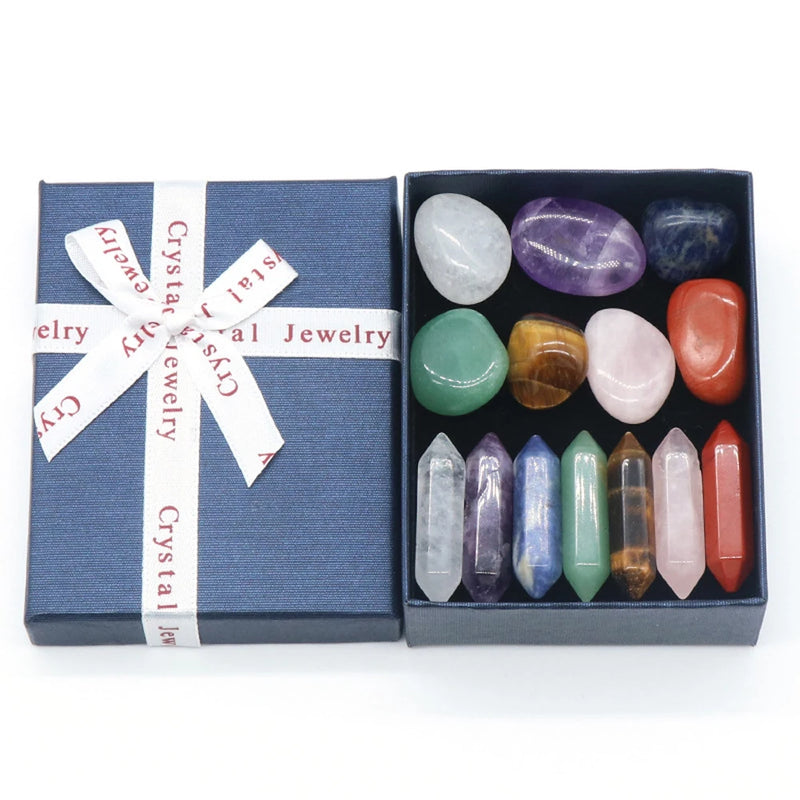 Chakra Reiki Healing Stone Set 14PCS Quartz Mineral Ornament