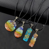 7 Chakra Crushed Stone Pendant Yoga Necklace