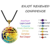 7 Chakra Crushed Stone Pendant Yoga Necklace