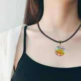 7 Chakra Crushed Stone Pendant Yoga Necklace