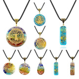 7 Chakra Crushed Stone Pendant Yoga Necklace