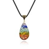 7 Chakra Crushed Stone Pendant Yoga Necklace