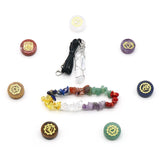Natural Stone Chakra Yoga Bracelet with Crystal Pendant