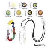 Natural Stone Chakra Yoga Bracelet with Crystal Pendant