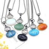 Green Aventurine Gourd Pendant Necklace Metal Chain