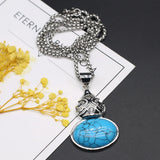 Green Aventurine Gourd Pendant Necklace Metal Chain