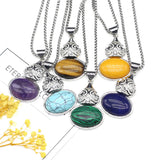Green Aventurine Gourd Pendant Necklace Metal Chain
