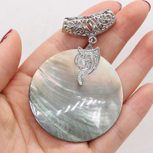 Natural Stone Shell Pendant Round Charms For Jewelry Making