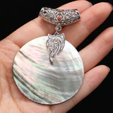 Natural Stone Shell Pendant Round Charms For Jewelry Making