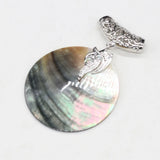 Natural Stone Shell Pendant Round Charms For Jewelry Making
